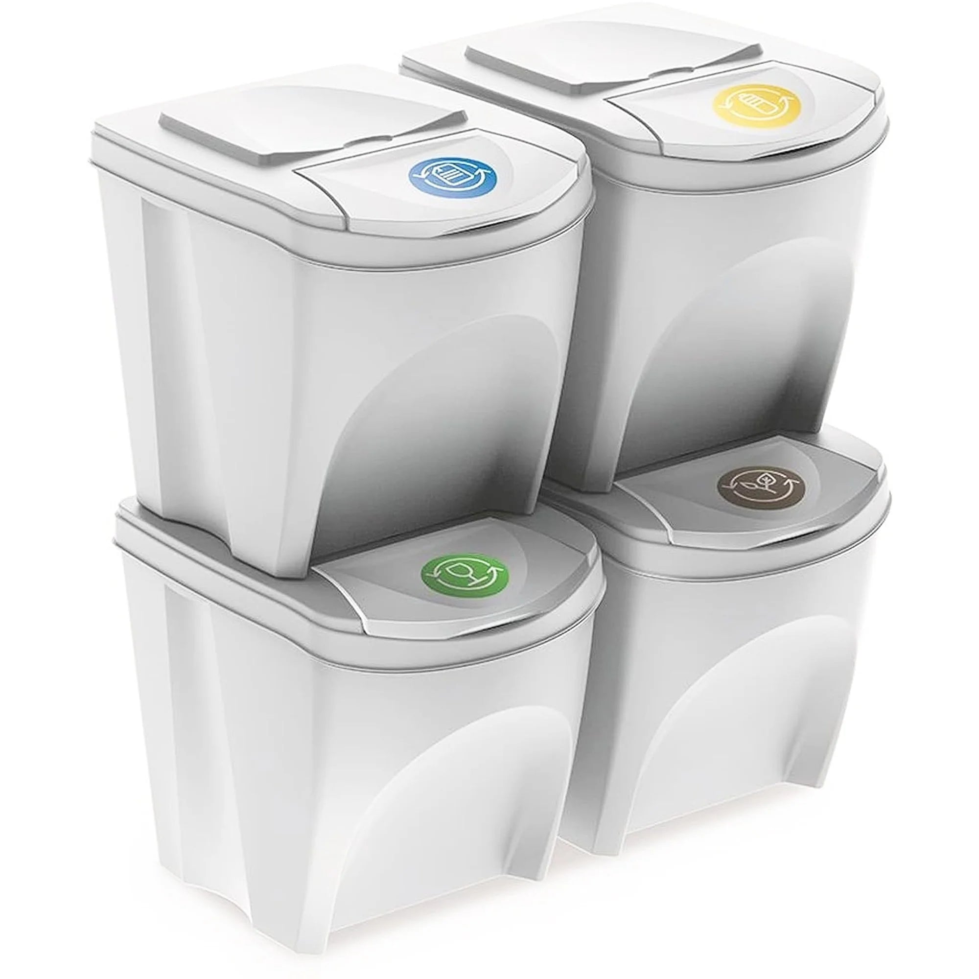 Set of 4 KEDEN SORTIBOX waste bins recycling bin off-white volume 4x25L