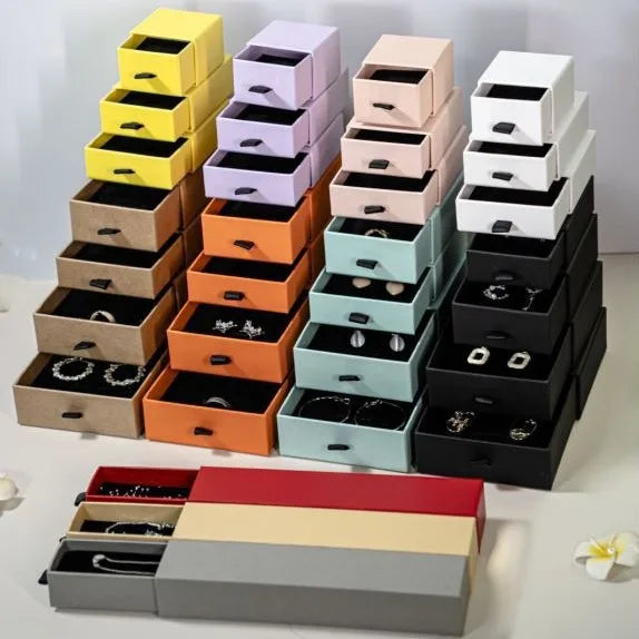 Eco Paper Luxury Drawer Jewelry Packaging Box Set Custom Cardboard White Drawer Jewelry Boxes with logo Slid Jewelry Box MegaBDM
