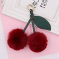 HOT Cartoon Mini Fruit Cherry Keychain Fur Ball Pom Pom Keychain Pompom Key Chains Plush Ball Accessories Handbag Pendant