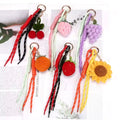 Fashion Knitted Yarn Crocheted Strawberry Keychain Cherry Charms Rope Keychain Women Bag Pendant Fruit Handmade Crochet Keychain