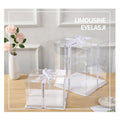 Wedding Birthday Transparent Dessert Cake Packaging Box With Ribbon Custom Logo White Clear Round Square Tall Cajas Para Pastel
