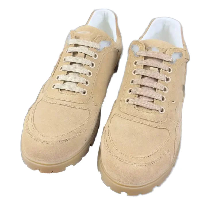 Men Genuine Leather Low Cut Urban Sneakers Toe Box Comfortable Lightweight Flexible Sole Lace-Up Walking Shoes Sporty