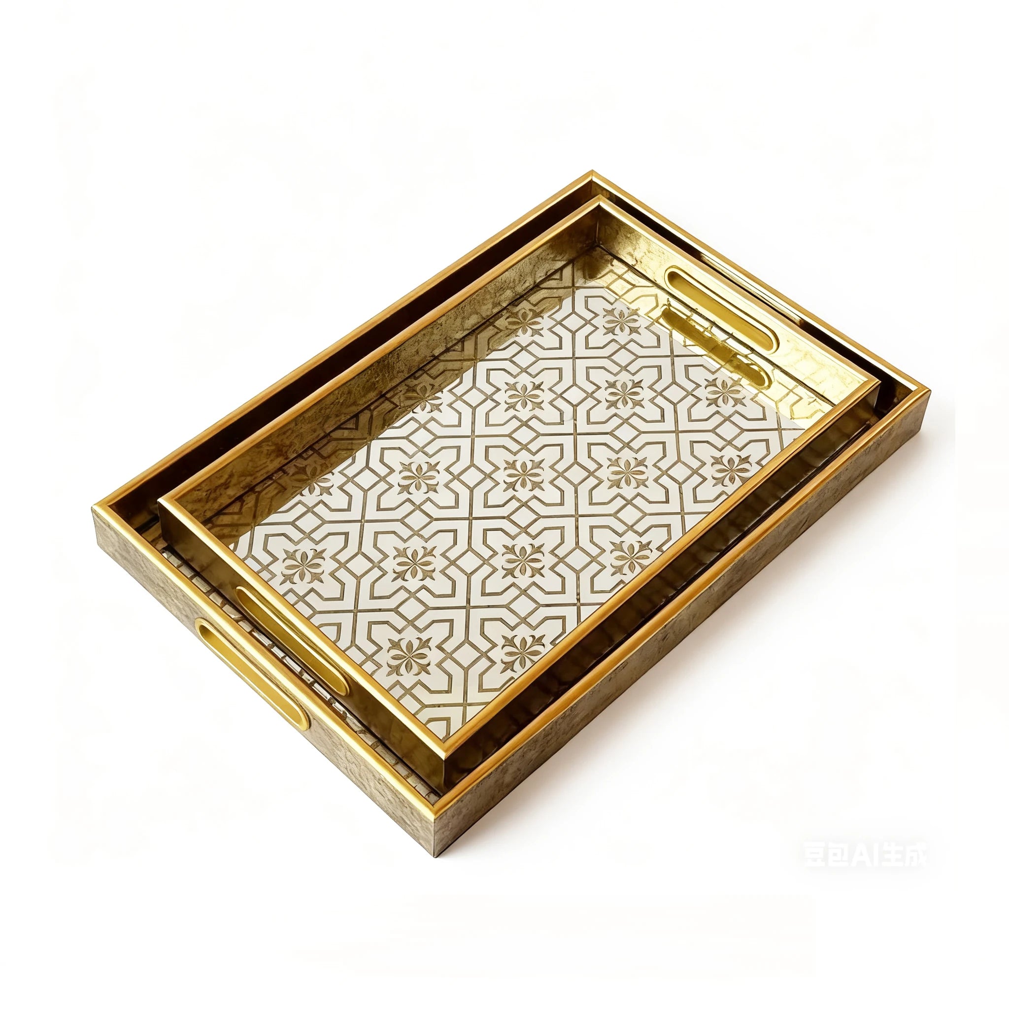 Durable Plastic Table Serving Tray with Handles Tea Serving Tray Storage Vanity Tray for Snacks Makeup Organizer