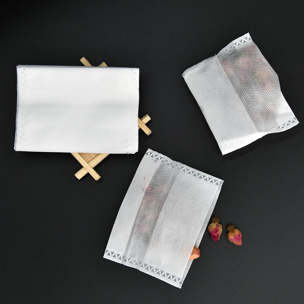 YIREEN'S 100pcs 65mm X 70mm Fold Close Non-Woven Fabric Can Big Capacity Tea Coffee Stand-Up Packaging Bottom Pack White Modern