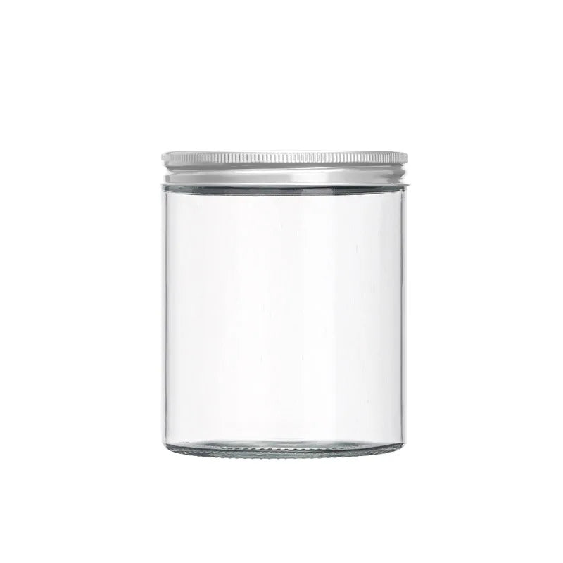 OEM ODM Factory Customized Empty Transparent Wide Mouth Glass Cosmetic Jar Face Cream Jars with Aluminum Lids