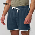 PASUXI Men's Color-Block Breathable Gym Shorts with Drawstring Lightweight Sports Shorts for Running Gym Fitness