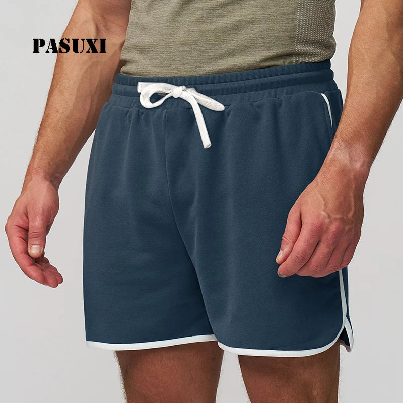 PASUXI Men's Color-Block Breathable Gym Shorts with Drawstring Lightweight Sports Shorts for Running Gym Fitness