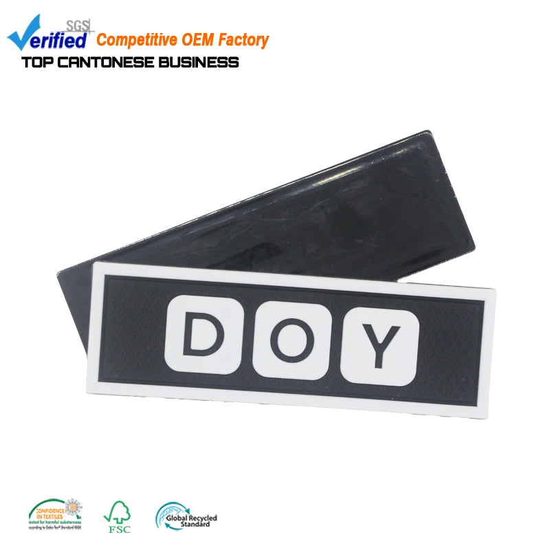 Clothing Badges Sew on Custom Brand Name 3D Logo Soft PVC Rubber Patches Labels for Bag or Garment