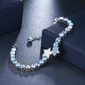 Wholesale Classic White Gold Cubic Zirconia Crystal Women Wedding Party Rhinestone Blue Tennis Star Charm Bracelet