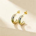 QIKU Bohemian Colorful Crystal Hook Stud Earrings Korean Geometry Copper Zircon Earrings Women Female Trend Fashion Jewelry Gift