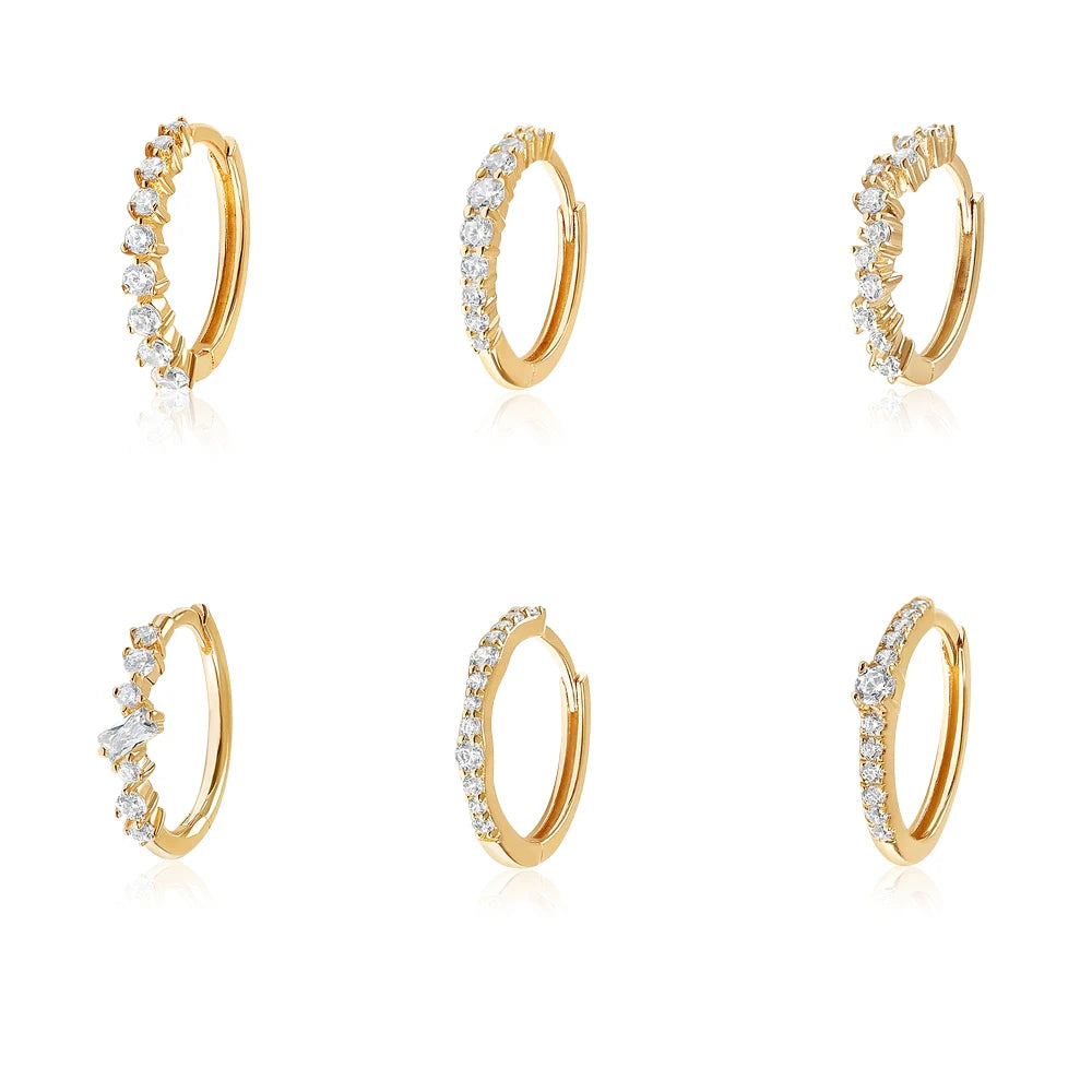 CANNER 2023 1PC Fine Jewelry Environment Friendly 18K Gold Plated 925 Sterling Silver Cubic Zirconia Paved Huggie Hoop Earrings