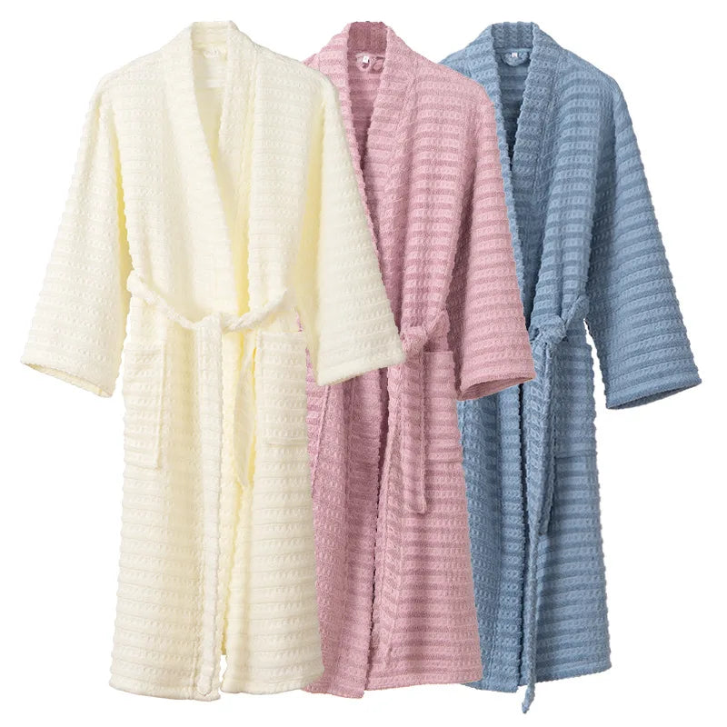 Oem Custom logo Design with Thickened Fattened Kimono Collar and Terry Honeycomb Combination Home for Men and Women Bathrobe Set
