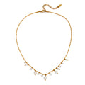 J&D Sweet Romantic 18K Gold Plated Stainless Steel Necklace with Rhinestone Pearl Pendant