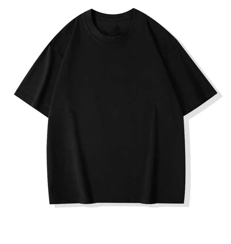 OEM Custom Logo Printed Embroidery Design Heavyweight 260g Pure Cotton Short-sleeved Drop Shoulder Round Neck Solid T-shirt