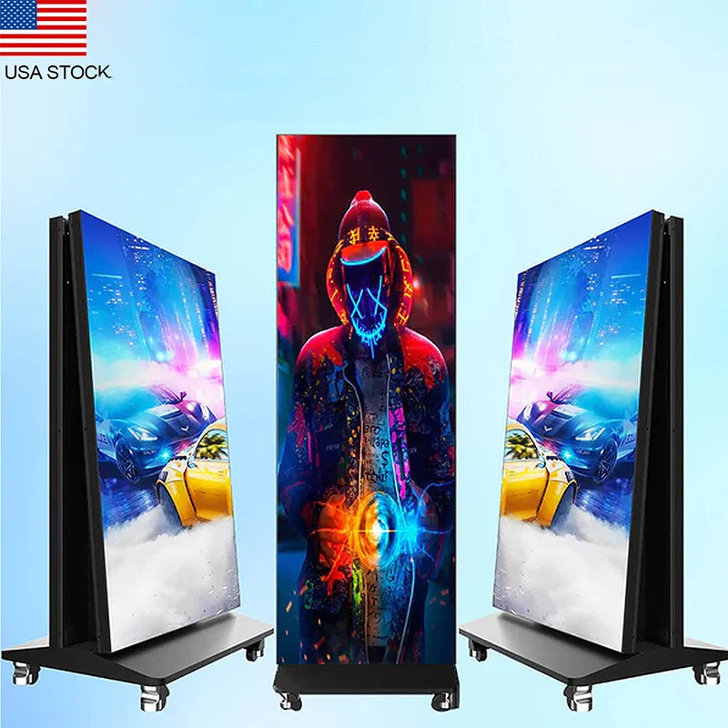 80 Inch P1.86 LED Digital Signage Display Frameless Splicing with Flight Case Foldable LED Poster Advertising Kiosk for Rentals
