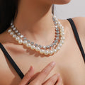 Luxurious Exaggerated Full Rhinestone Pearl Tassel Necklace Evening Dress Fashion Versatile Collarbone Necklace