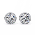 18K Gold Vintage Crown Shape Diamond Stud Earrings Alloy Bezel Set IGI Certified Women's Elegant Jewelry Anniversary Engagement