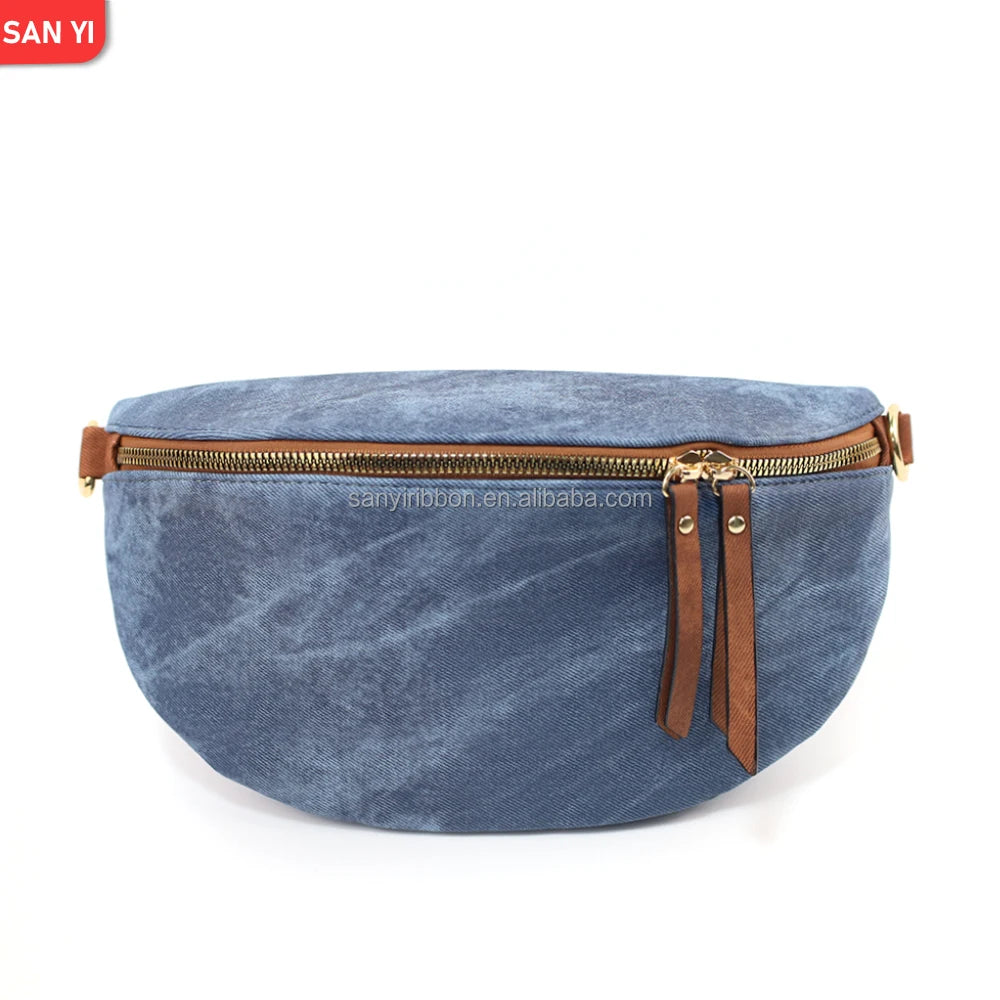 Women's Fashion Large Capacity PU Chest Bag Customized New Arrival Crossbody Bag with Zipper Closure Solid Color Portable