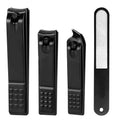 Nail Clipper Set 4 PCS Ultra Sharp Nail Clippers for Men Women Adults Toenail Fingernail Clippers Nail Cutter & File Black