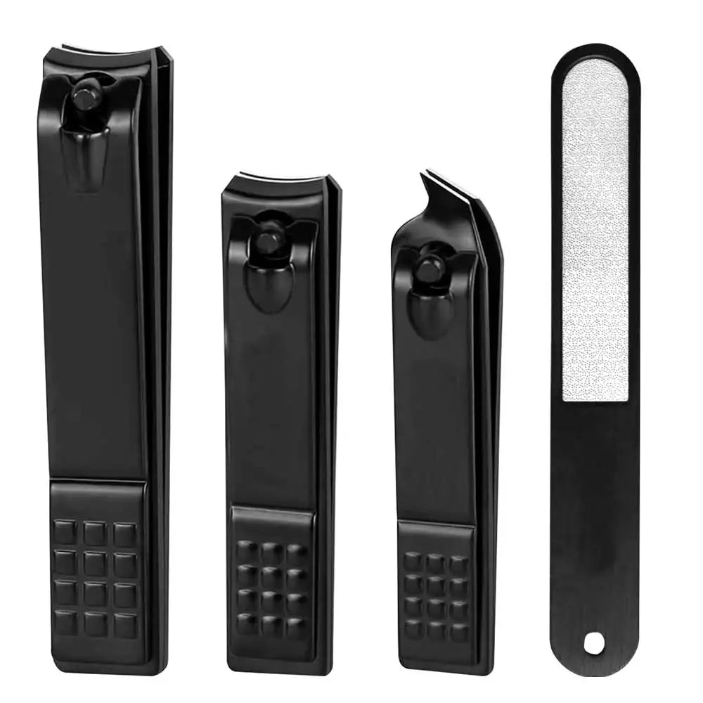 Nail Clipper Set 4 PCS Ultra Sharp Nail Clippers for Men Women Adults Toenail Fingernail Clippers Nail Cutter & File Black