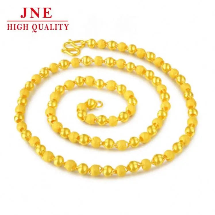 Round Beads Glossy Gold Shop Same Necklace Faux Gold Necklace Gold-like Frosted Light Sand Men and Women Couple Necklace