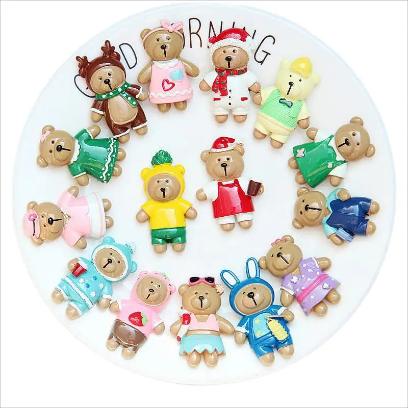Colorful Flatback Slime Charms Planar Resin Flatback Charms Mini Christmas Cute Resin Bear Charms Resin Figure Dolls for Bows