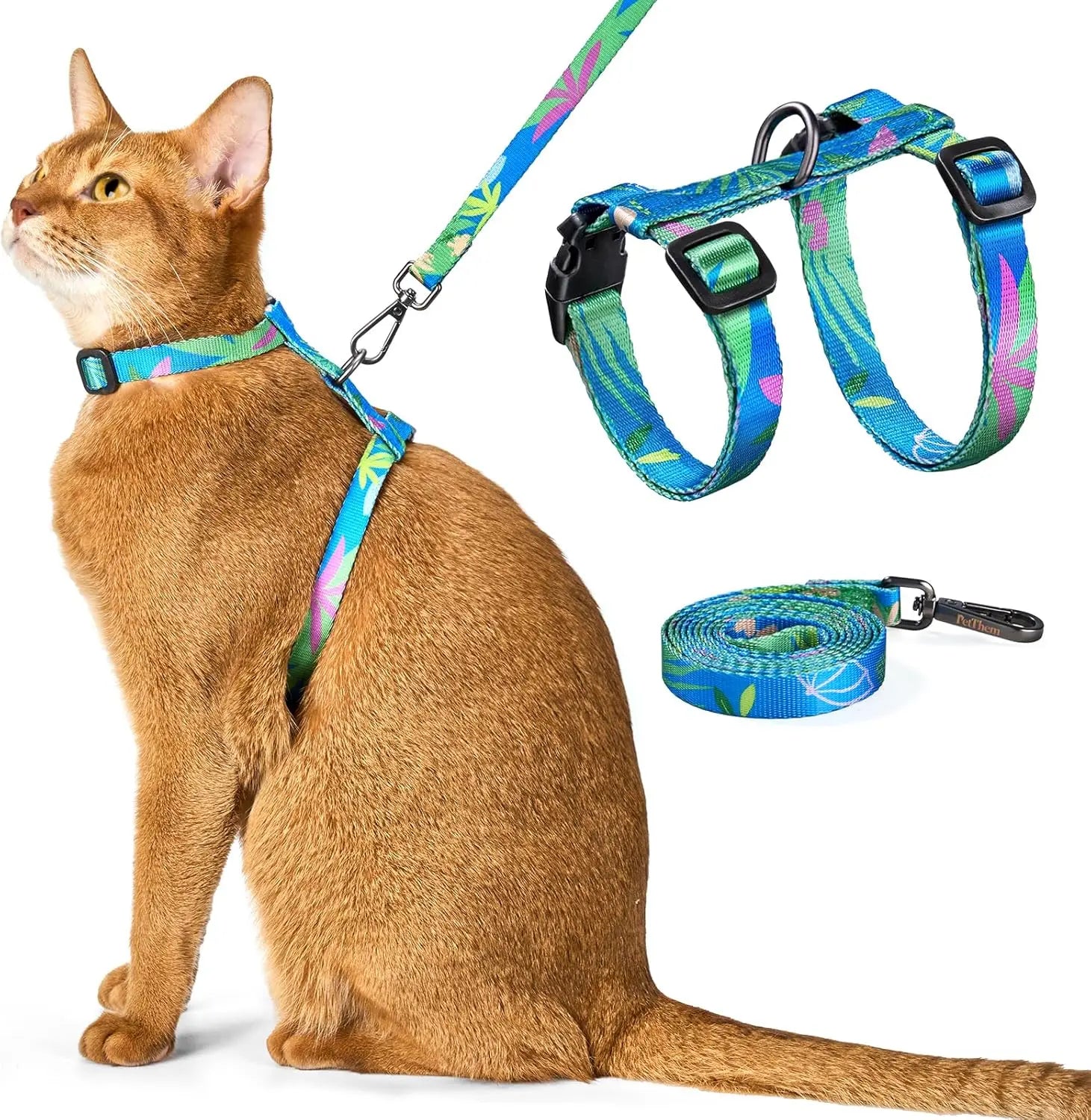 Adjustable Comfortable Soft Kitten Easy to Wear Escape Proof Pet Cat Safe Harness and Leash Set