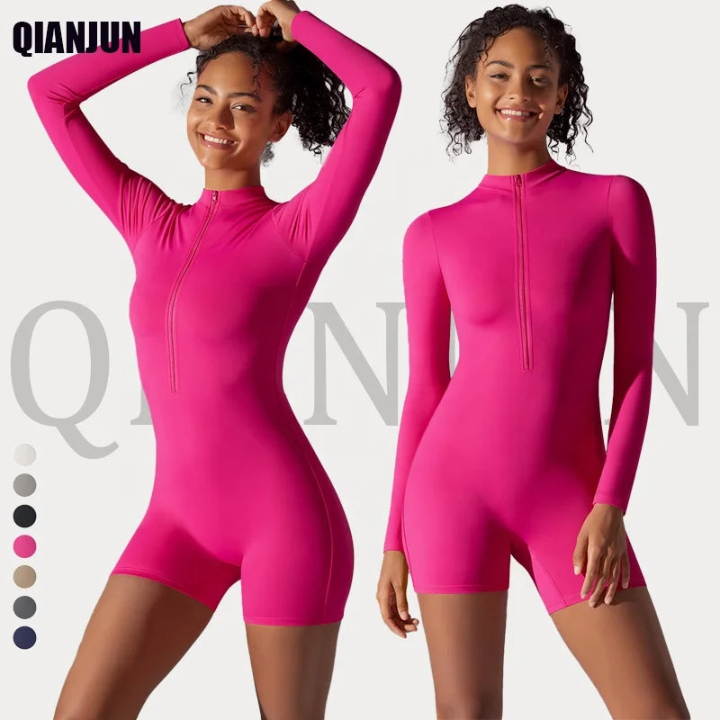Gym Fitness Sets QUICK DRY Long Sleeve Bodysuits Workout Romper Yoga Apparel Women's Long Sleeve Yoga Jumpsuit