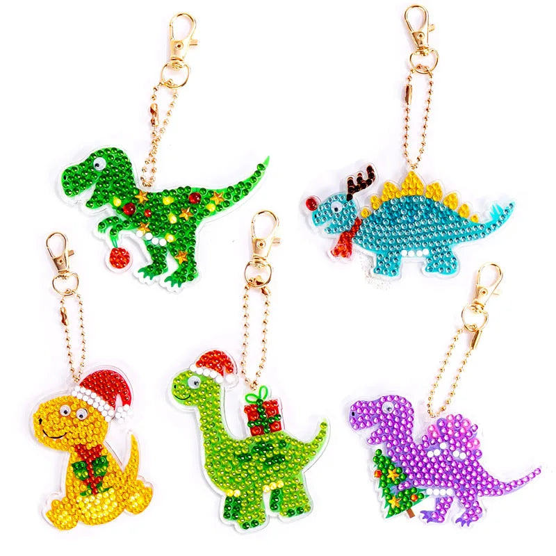 New 4/5PCS DIY Creative Cross Stitch Keychain Bag Pendant DIY Diamond Painting Kits Mickey Princess Moisac Design Stylish Stitch