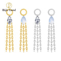 Right Grand ASTM F136 Titanium Teardrop Moonstone & CZ Dangle Chain Charm Connector for Cartilage Helix Hoop Piercing Jewelry