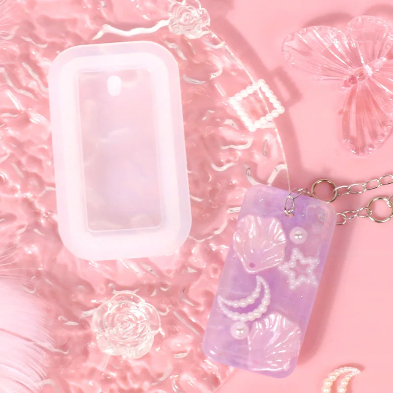 Rectangle Silicone Epoxy Resin Crafting Mold for DIY Key Chain Charms Pendant Necklace Jewelry Making Chocolate Cake Decoration