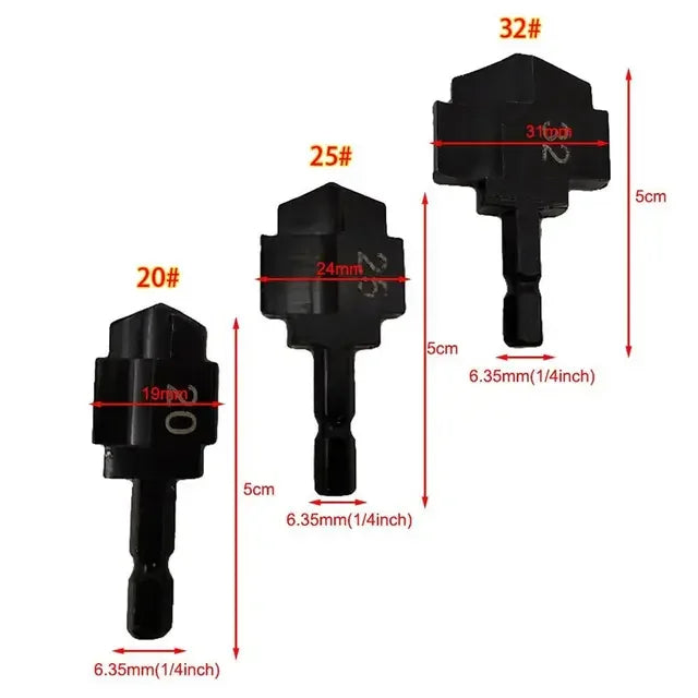 3pcs PPR Water Pipe Expansion Lifting Stepped Drill Bit 20/25/32mm 6.35mm HSS for Plumber Repairing Hexagon Shank Step Drill