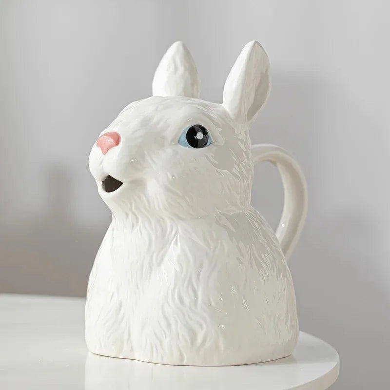 Modern Ceramic Rabbit Vase & Watering Can Handmade Eco-Friendly Multi-Functional Animal Shaped Flower Pot and Water Jug