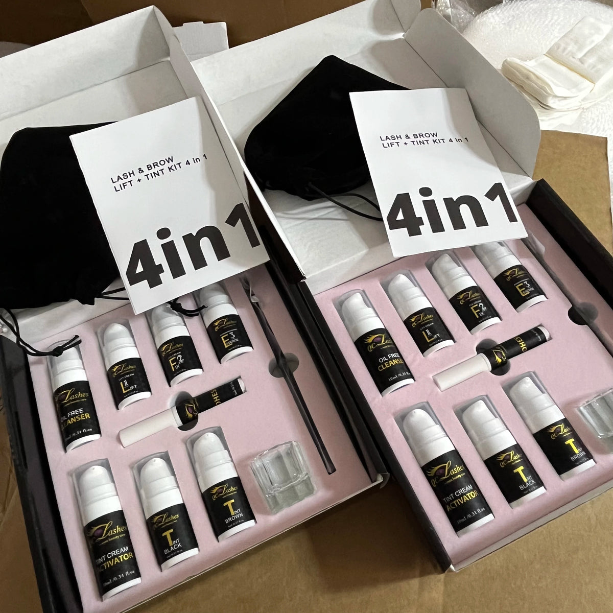 Professional Vegan Beauty Therapy Kits 4-in-1 Lash Perm Brows Tint Dye Henna Liquid Aftercare for Lash Lift Brow Lamination MegaBDM