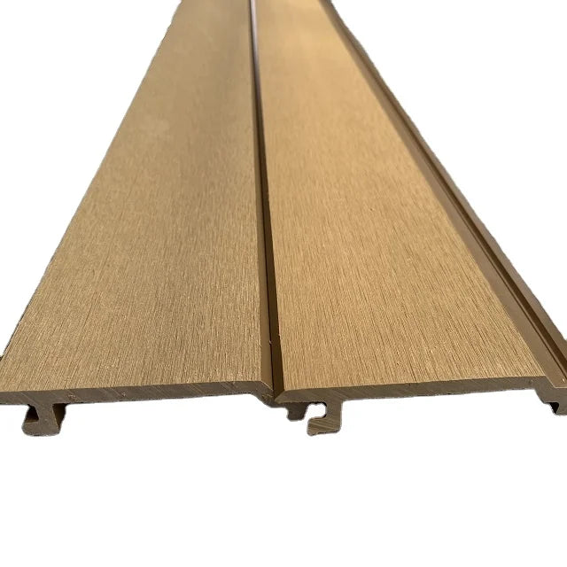 Contemporary Outdoor WPC Square Brushed Ceiling Panel Wall Board Waterproof Anti-Slip PVC Wood Grain Wall Facade Siding Wide