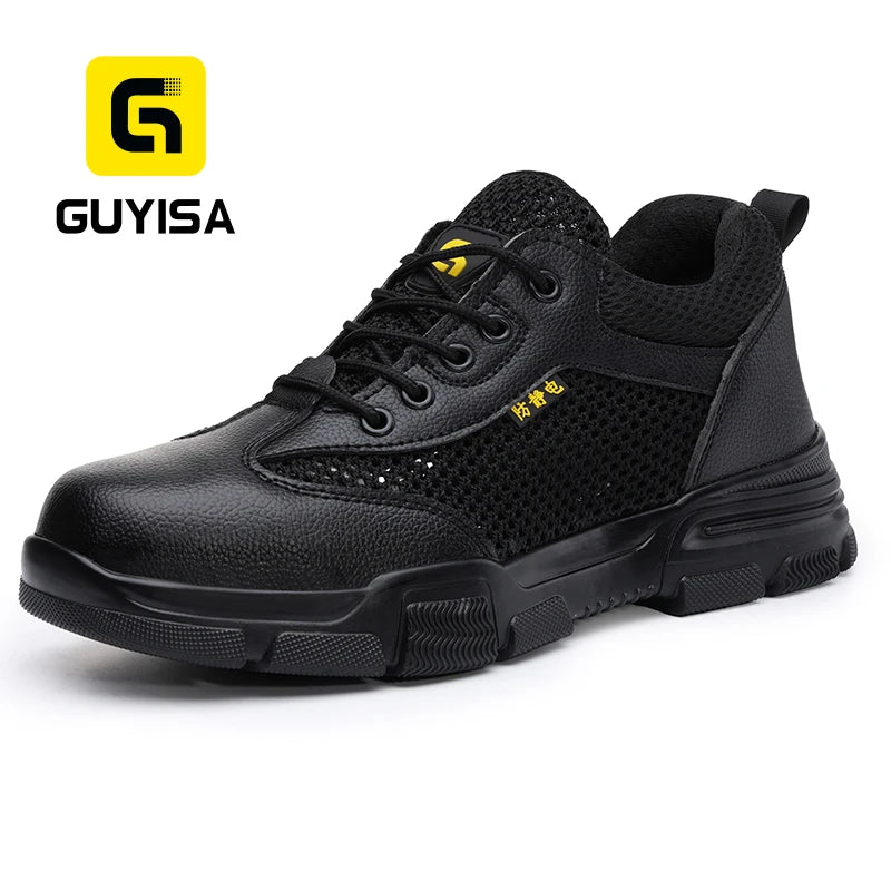 GUYISA 2165TNA Safety Shoes Anti Static ESD Lightweight Breathable Mesh Upper Rubber Outsole Low Top Summer Work Sneakers MegaBDM