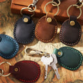 2025 Portable Protective for AirTag Cover Retro Handmade PU Leather Air Tag Holder with Keyring