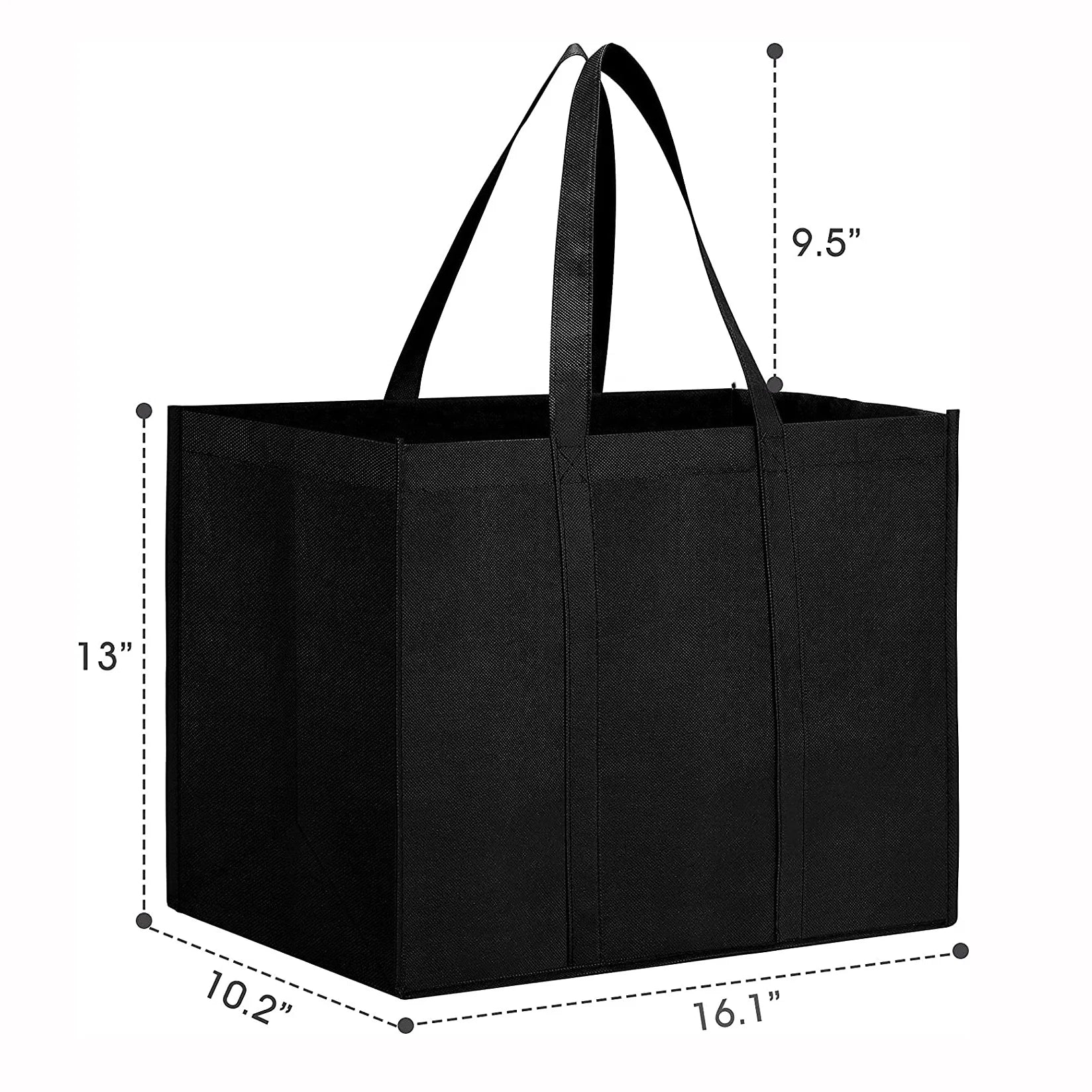Reusable Grocery Shopping Bags Recycled Eco Non Woven Bag With Logo 10 Pack Large Foldable Tote Bags With Long Handle