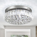 12.6" Modern Crystal Chandelier LED Crystal Ceiling Light Flower Flush Mount Chandelier for Bedrooms Living Room Dining Room