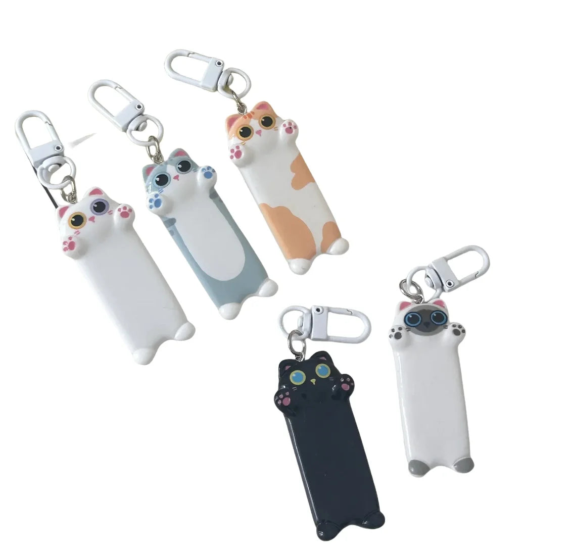 Cute Resin Cartoon Long Cat Keychain Kawaii Anime Cat Keychain Mobile Phone Chain Charms Pendant Decor Accessories Couple Gifts