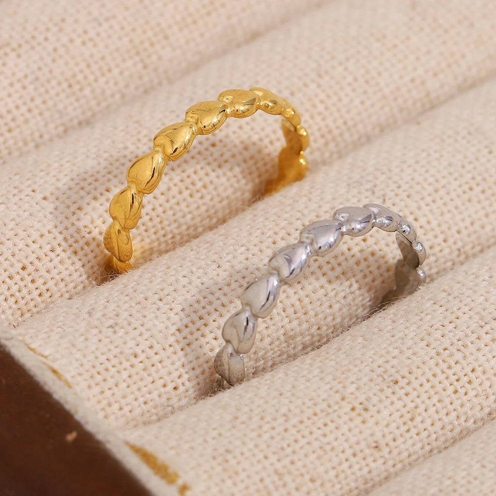 Dreamshow Heart Ring Fashion Gold Plated Jewelry Non Tarnish Waterproof Stacking Stainless Steel Jewelry MegaBDM