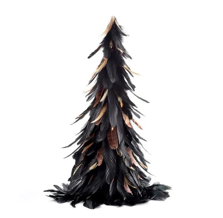 DIY Black Feather Christmas Trees for Outdoor Interior Home Office Room Winter Holiday Party Decor Item Ornament Supply