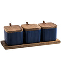 Home Goods Unique Nordic Minimalist Style White Ceramic Spice Jar Canister Set with Bamboo Lids for Kitchen Use