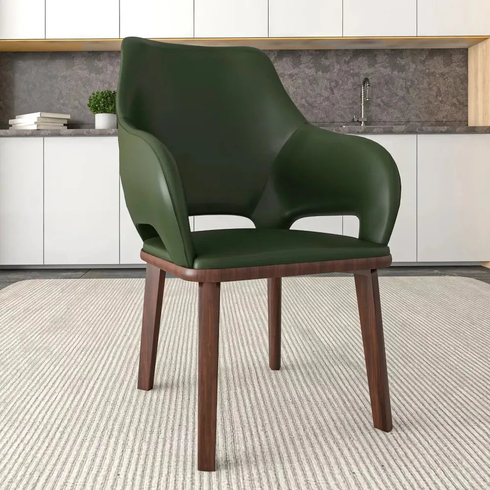 Modern Luxury Nordic Restaurants for Dining Chairs Solid Wooden Leather Arm Chair Set Cushion Wood With Dining Room Furniture