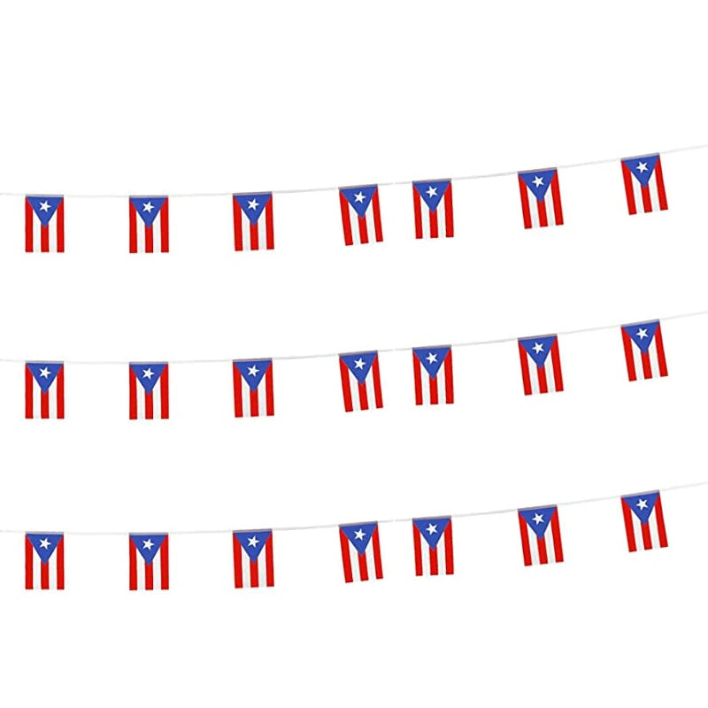 Customized String Flags Outdoor Decorative Flags 100% Polyester Hanging Flags Puerto Rico Flag Customization Small Banner