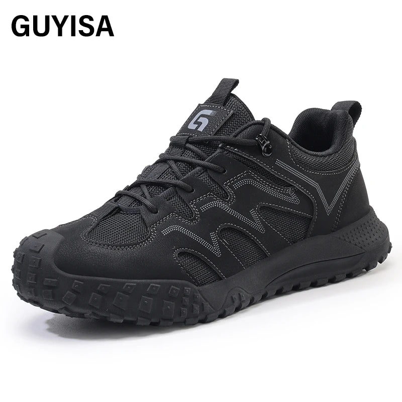 GUYISA Hiking Series Men's Work Shoes Standard Plastic Toe Anti-Puncture Microfiber Upper Chaussure De SÃ©curitÃ©
