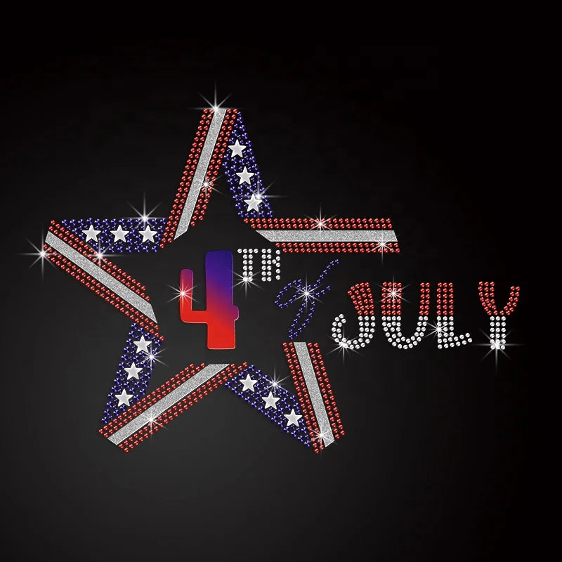 2024 New Arrivals 4th of July Rhinestone Custom Heat Transfer