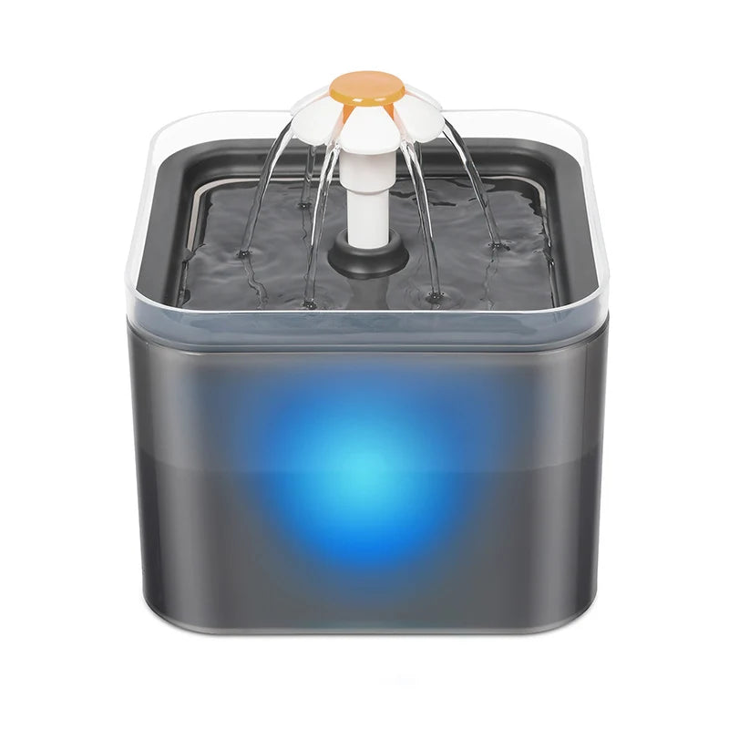Yun Cat 2L Ultra Quiet Automatic Pet Water Fountain LED Light Reusable Filter 2L Dispenser