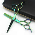 2pcs green professional 440c Green Left handed 6'' hair scissors cutting barber haircut thinning shears hairdressing scissors