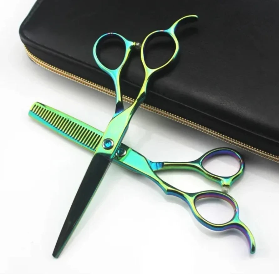 2pcs green professional 440c Green Left handed 6'' hair scissors cutting barber haircut thinning shears hairdressing scissors